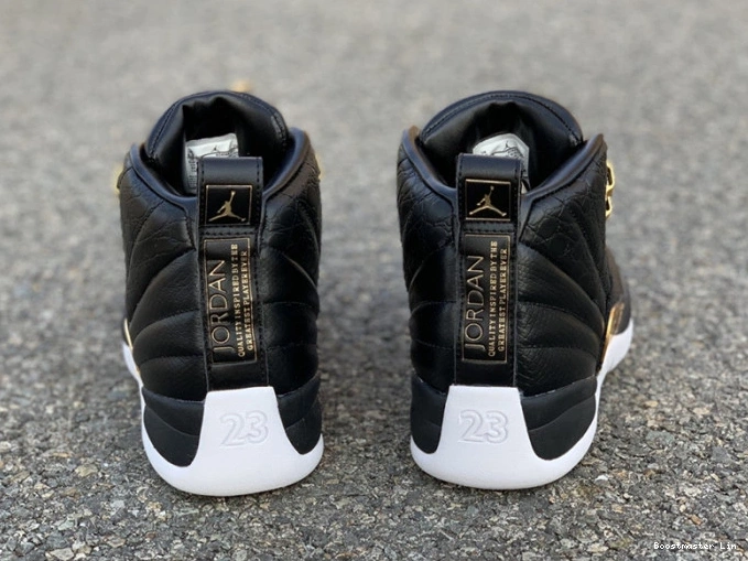 Bmlin shoes Metallic Black 'Reptile' Retro Gold-White Jordan Air 12 AO6068-007 0821